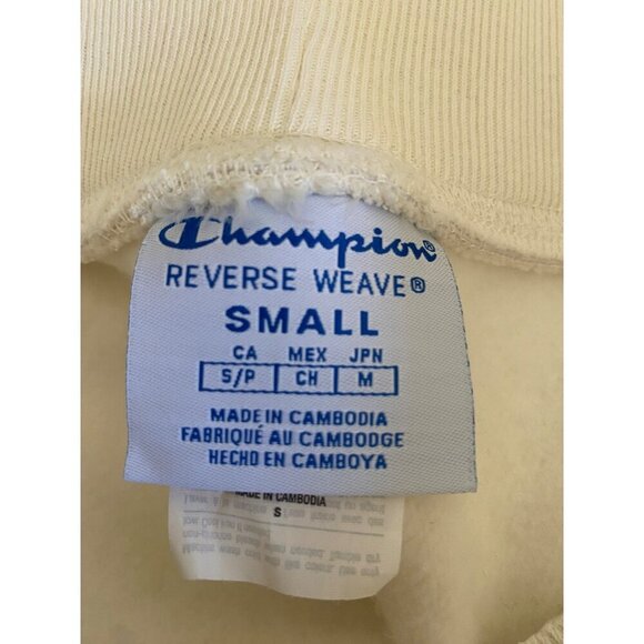 Champion Unisex Reverse Weave Old English Leg Spellout in Cream S - Picture 5 of 5